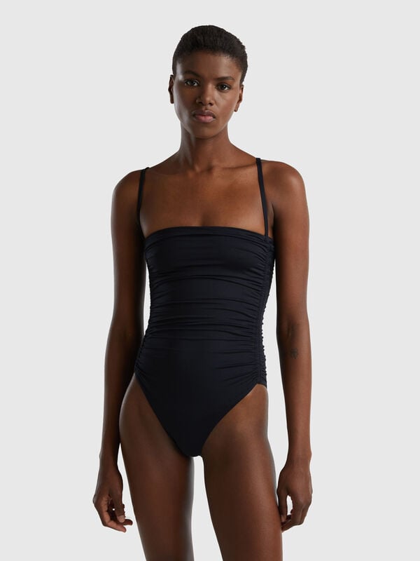 One-piece swimsuit in ECONYL® with draping Women