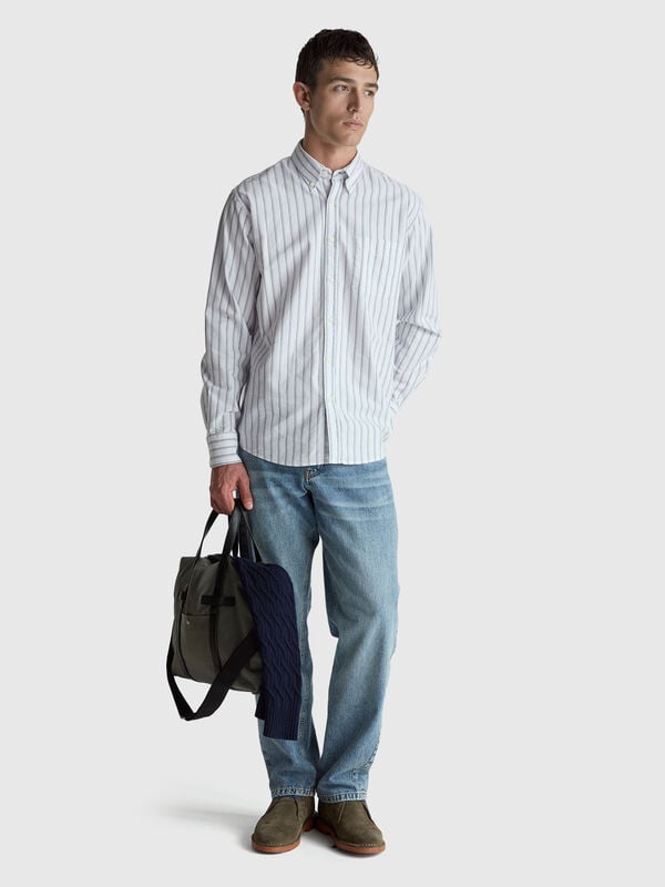 Striped regular fit button-down shirt Men