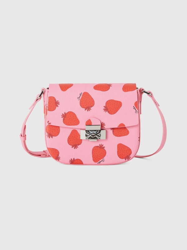 Pink bag with strawberry print Women