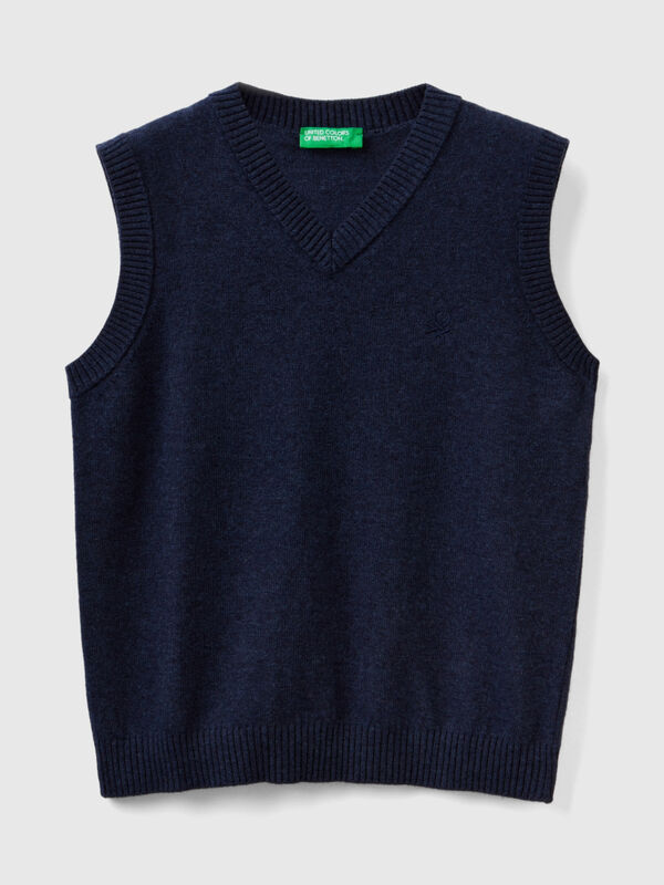 Vest in cashmere and wool blend