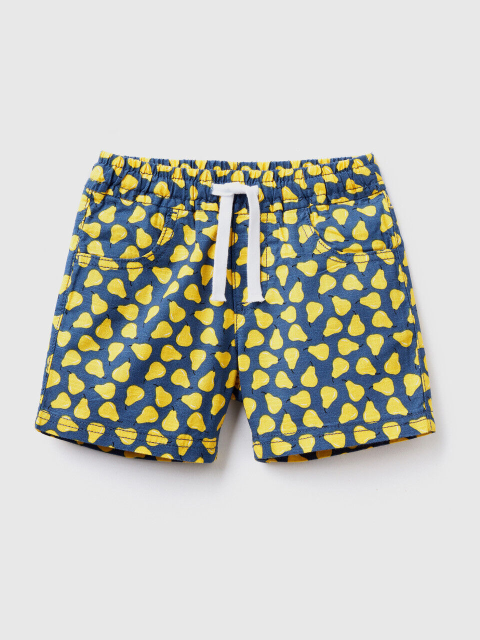 Blue shorts with pear pattern