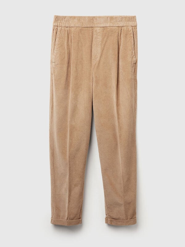 Chinos in velvet with stretch waist Women