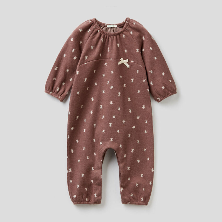 Long patterned onesie in cotton blend