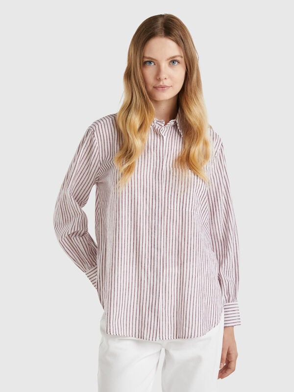 Striped shirt made from linen blend Women