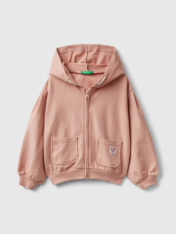 Zip-up sweatshirt in stretch organic cotton Junior Girl