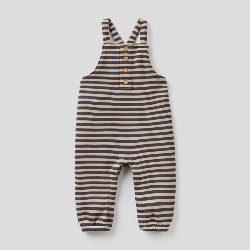 Striped sweat fabric dungarees