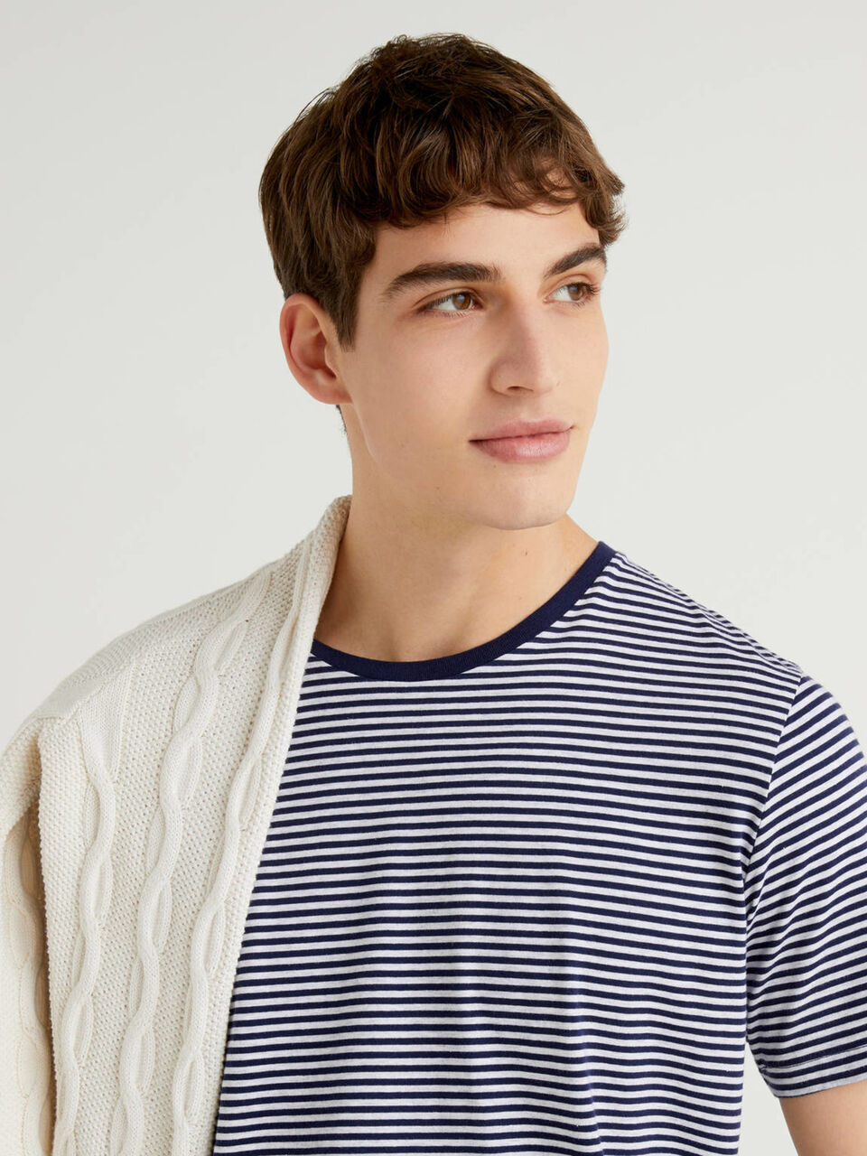 Striped t-shirt in pure cotton Men image number null