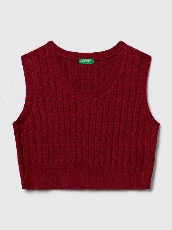 Knit vest with cables Junior Girl