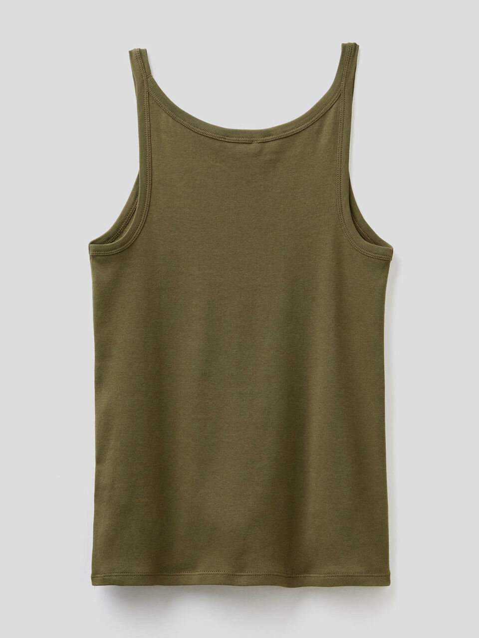 Military green tank top in pure cotton