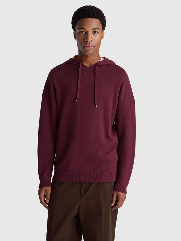 Hooded relaxed fit sweater Men