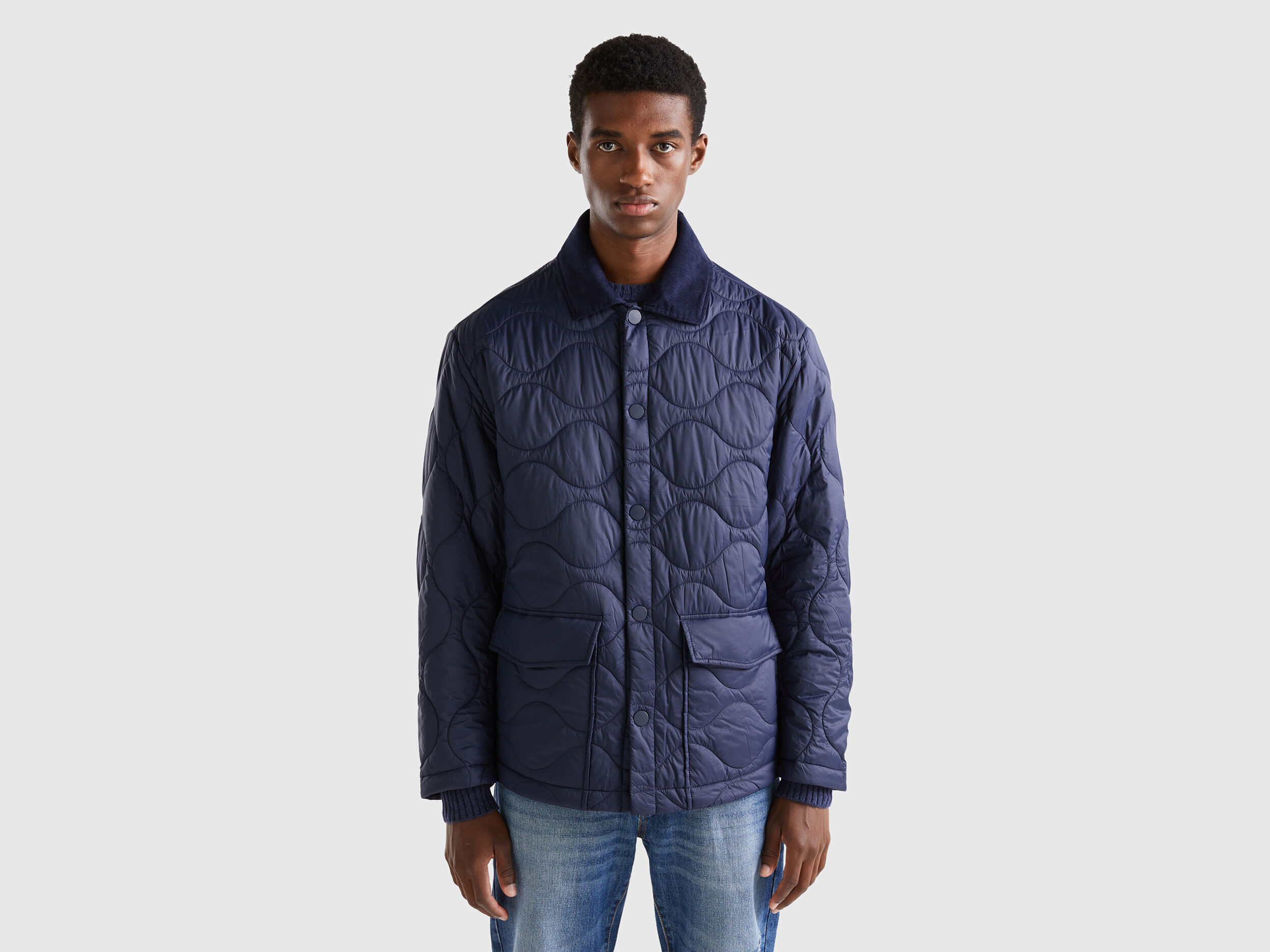 Quilted jacket sales with collar