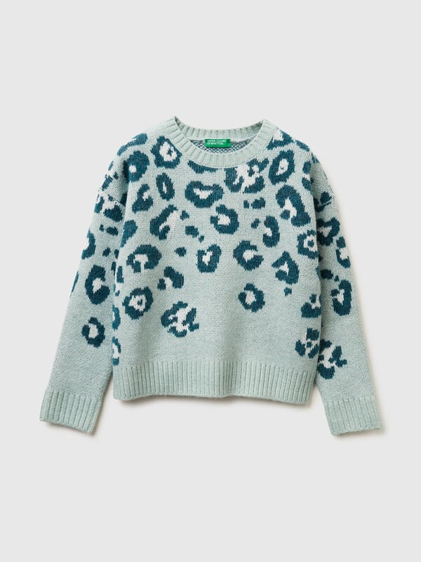 Animal print sweater in wool blend Junior Girl