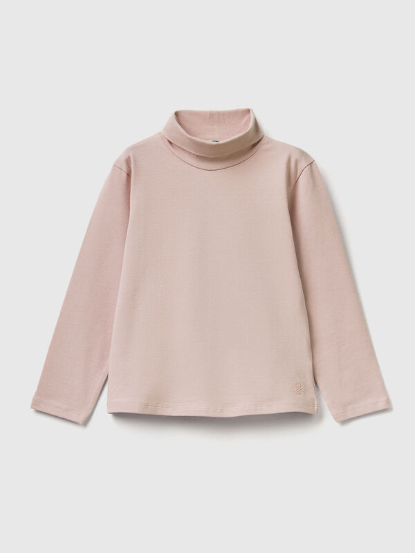 Turtleneck t-shirt in stretch cotton Junior Girl