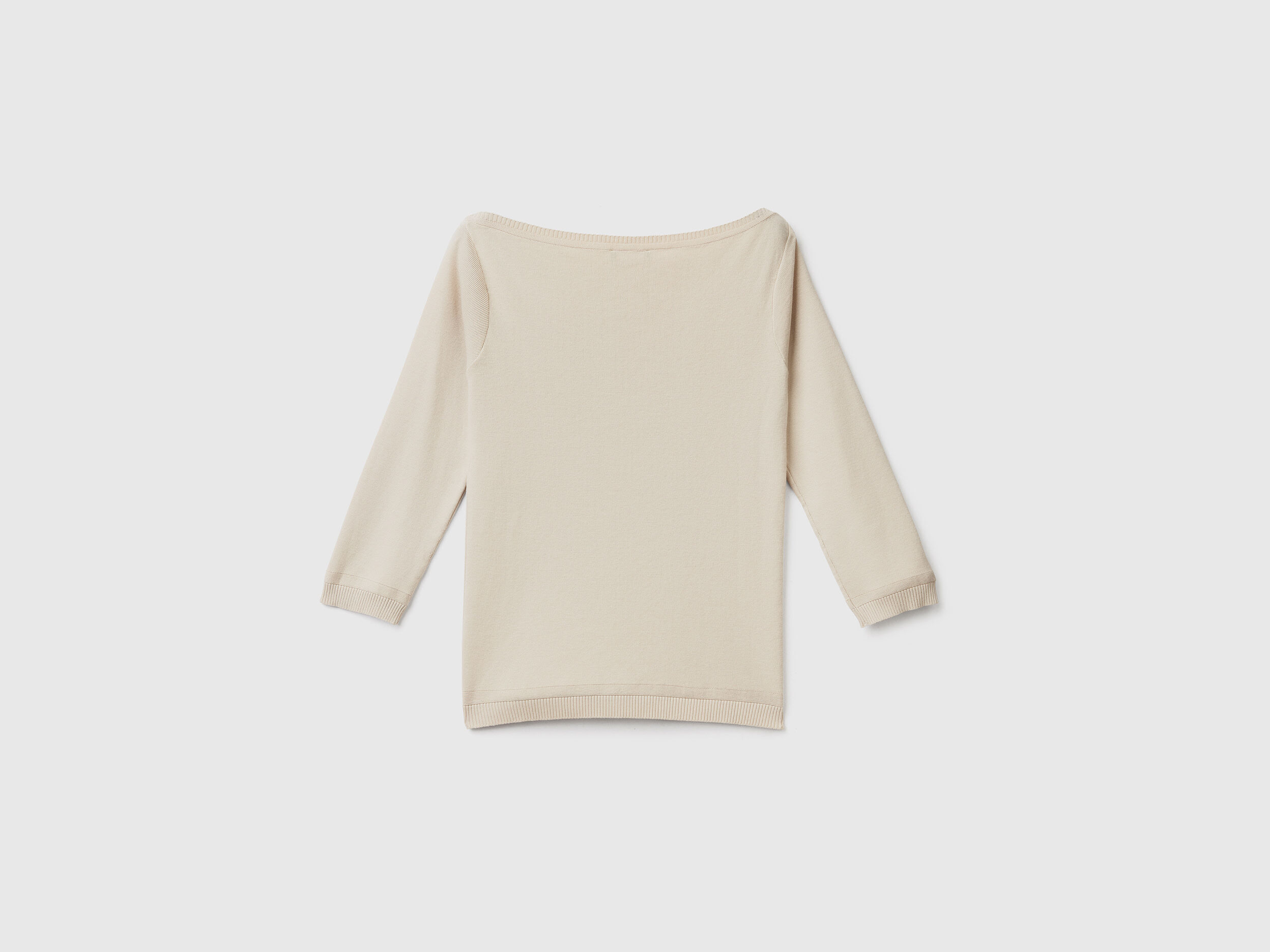 100% cotton boat neck sweater - Beige | Benetton