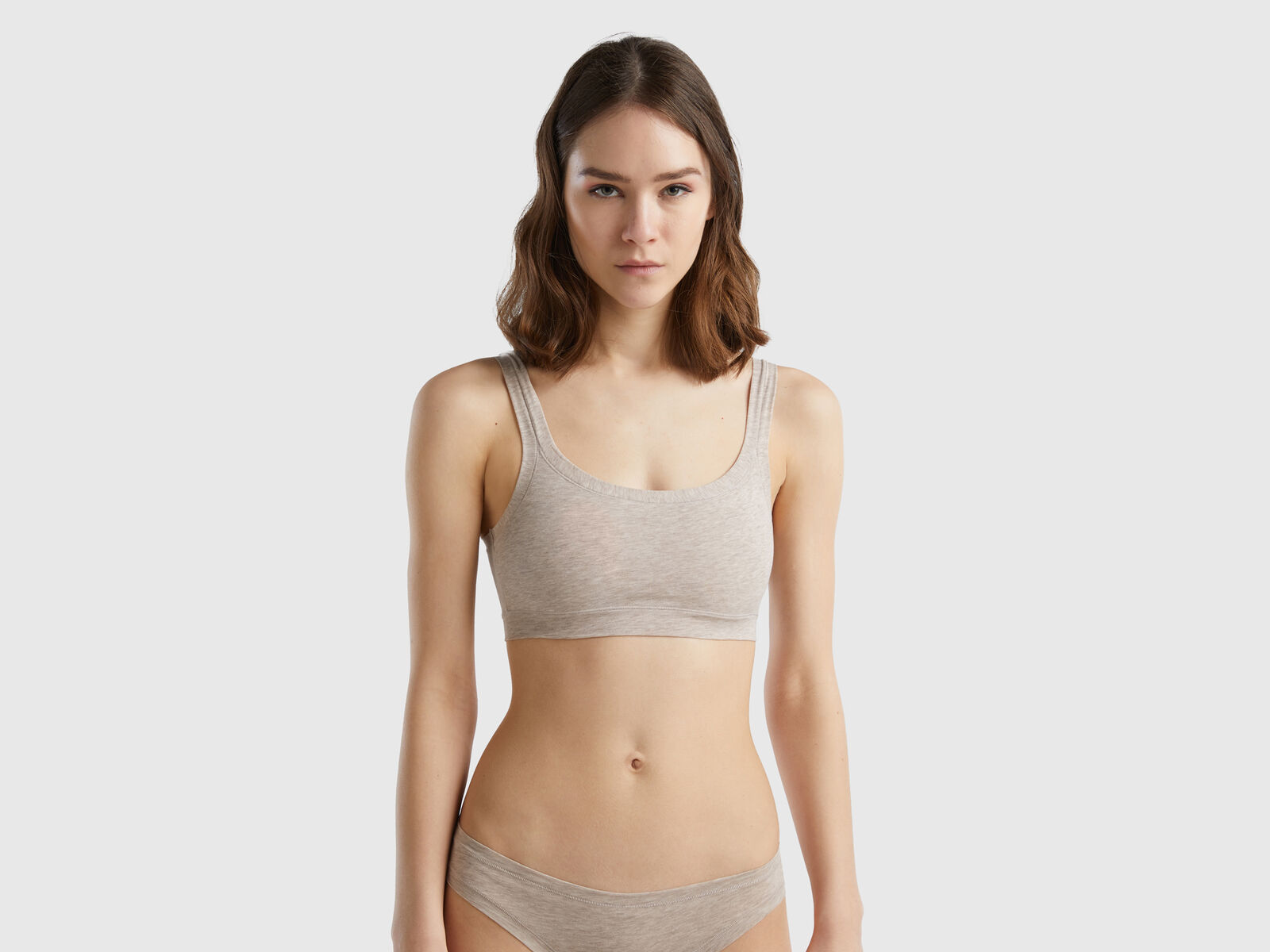 Organic Cotton Almond Beige Soft Bra Top from People Tree at Sancho's, the  home of sustainable fashion in Exeter, Devon, UK.