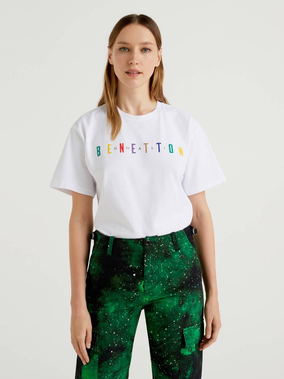 Benetton White t-shirt with logo by Ghali. 1